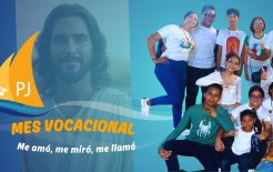 Imagen del Mes Vocacional, con el lema "Me amó, me miró, me llamó".