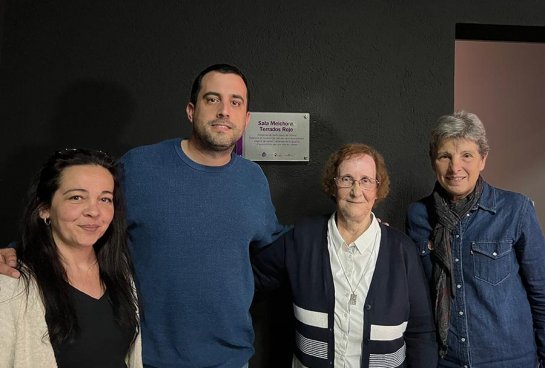 En la foto, de izda. a dcha., M. Zambudio, de la Plataforma per la Dignitat de Girona Est; Àdam Bertran, regidor de juventud, deportes y barrios de Girona Est del Ajuntament de Girona; Hna. Melchora; y Anna Maria Cumí, presidenta de la Xarxa de Dones de Girona.